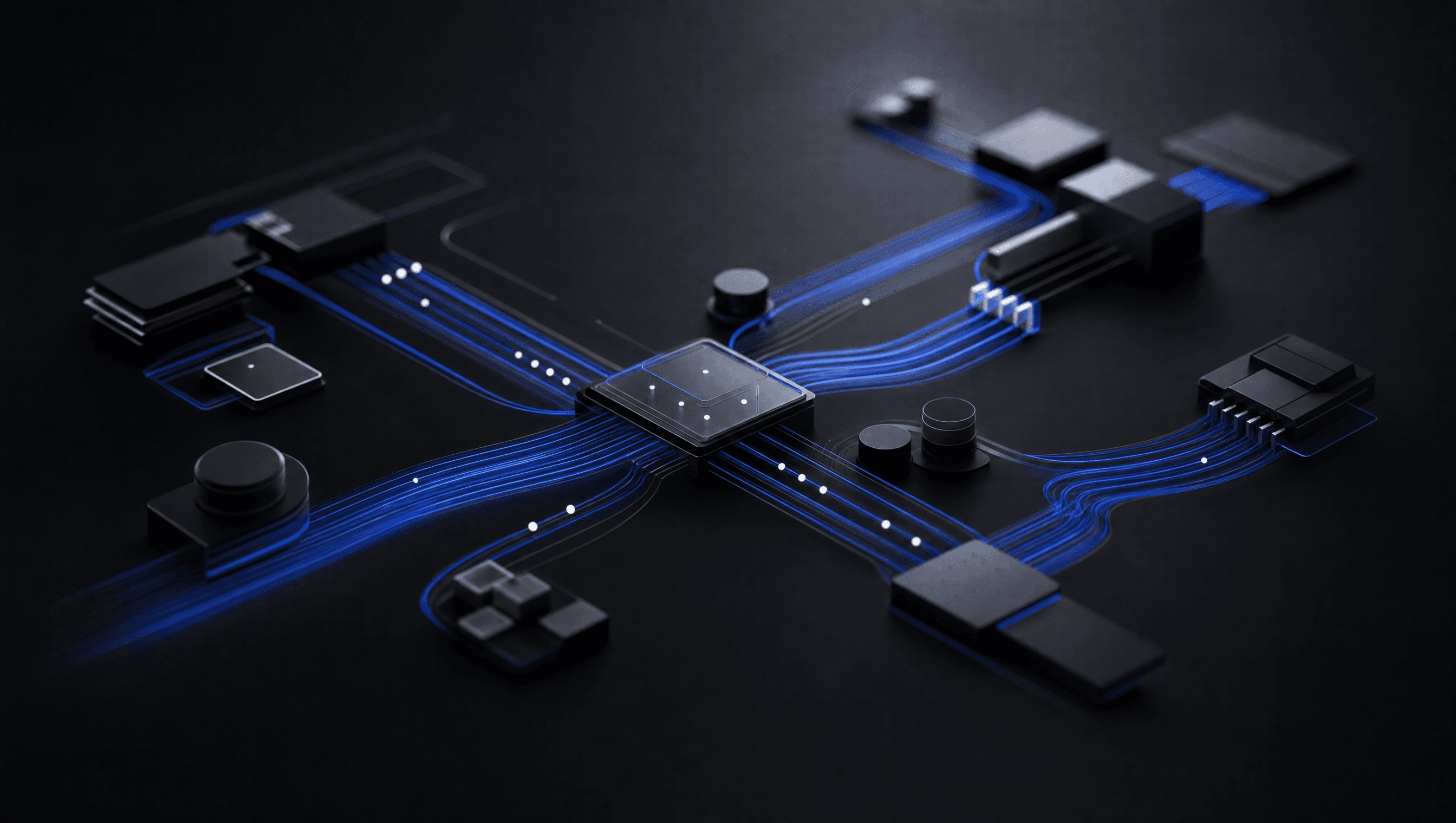 Abstract automation pipelines routing data between operational modules